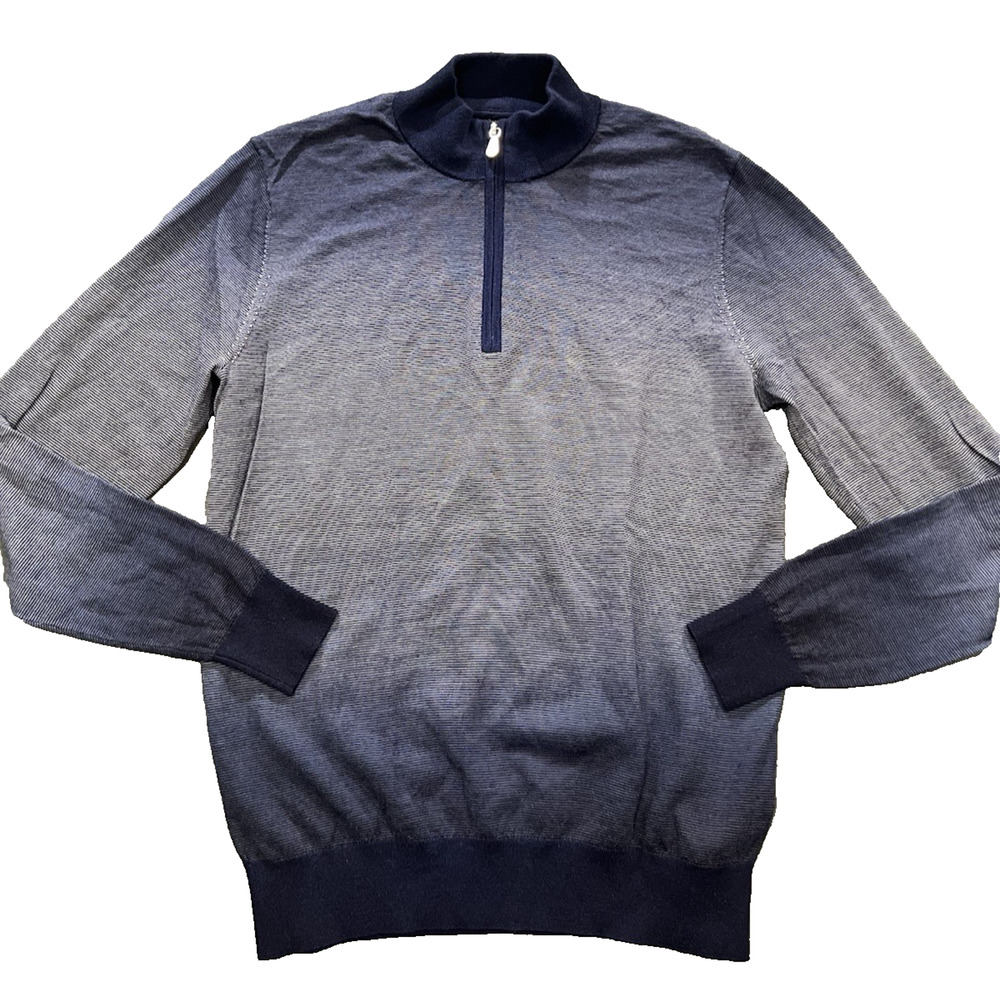 Raffi Italy Brown 3/4 Zip Merino Wool Men Pullover Y2K Sz M blue/Gray A010287